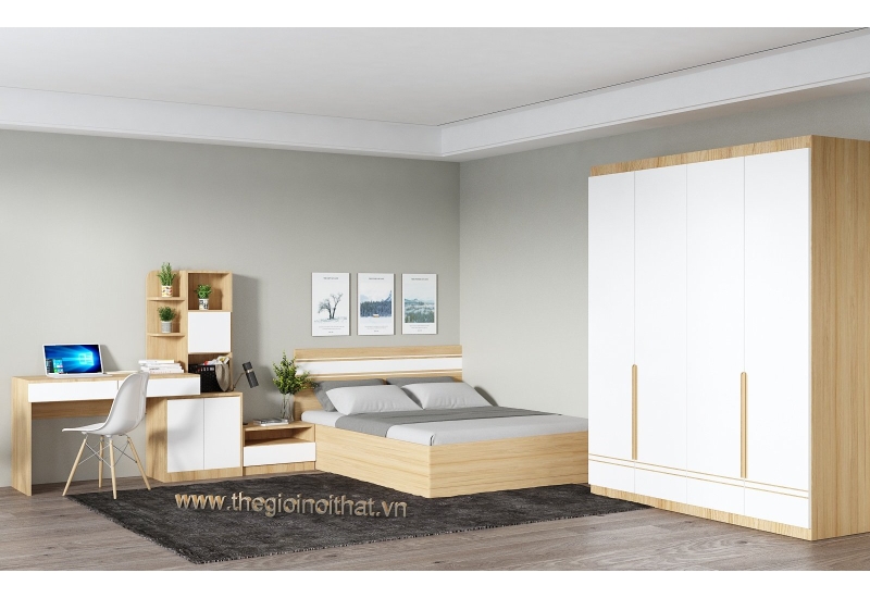 Bộ phòng ngủ thanh thiếu niên màu gỗ 